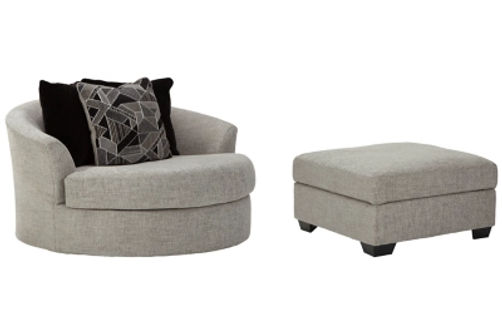 Benchcraft Megginson Oversized Chair and Ottoman-Storm