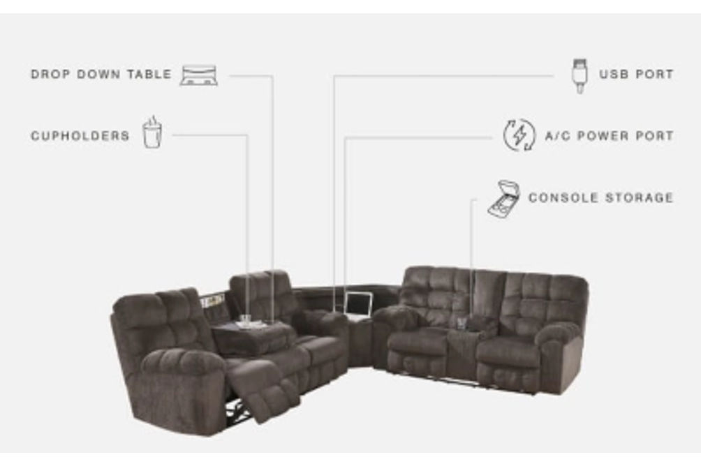 Signature Design by Ashley Acieona 3-Piece Reclining Sectional-Slate