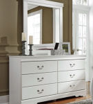 Anarasia Queen Sleigh Bed, Dresser, Mirror and Nightstand-White