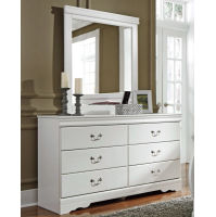 Anarasia Queen Sleigh Bed, Dresser, Mirror and Nightstand-White