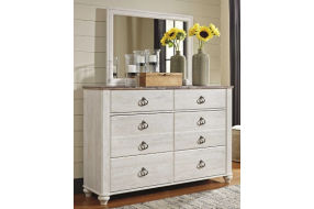 Signature Design by Ashley Willowton King Sleigh Bed, Dresser, Mirror and Ches