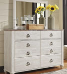 Signature Design by Ashley Willowton King Sleigh Bed, Dresser, Mirror and Ches
