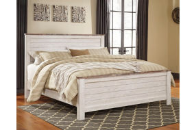 Signature Design by Ashley Willowton King Panel Bed-Whitewash