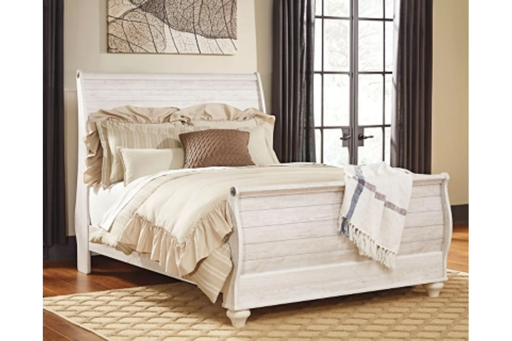 Signature Design by Ashley Willowton Queen Sleigh Bed-Whitewash