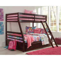 Halanton Twin over Full Bunk Bed, Twin Mattress, and Full Mattress-Dark Brown