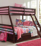 Halanton Twin over Full Bunk Bed, Twin Mattress, and Full Mattress-Dark Brown