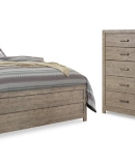 Culverbach Queen Panel Bed, Dresser, Mirror, Chest and 2 Nightstands-Gray