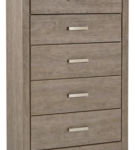 Culverbach King Panel Bed, Dresser, Mirror, Chest and Nightstand-Gray