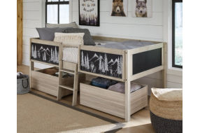 Wrenalyn Twin Loft Bed with Under Bed Bin Storage
