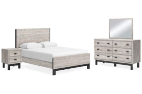 Vessalli Queen Panel Bed, Dresser, Mirror and Nightstand-Gray