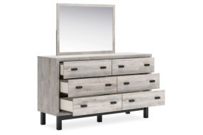 Vessalli Queen Panel Bed, Dresser, Mirror and Nightstand-Gray