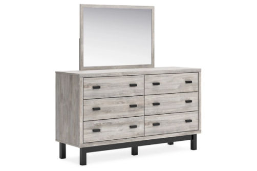 Vessalli Queen Panel Bed, Dresser, Mirror and Nightstand-Gray