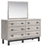 Vessalli Queen Panel Bed, Dresser, Mirror and Nightstand-Gray