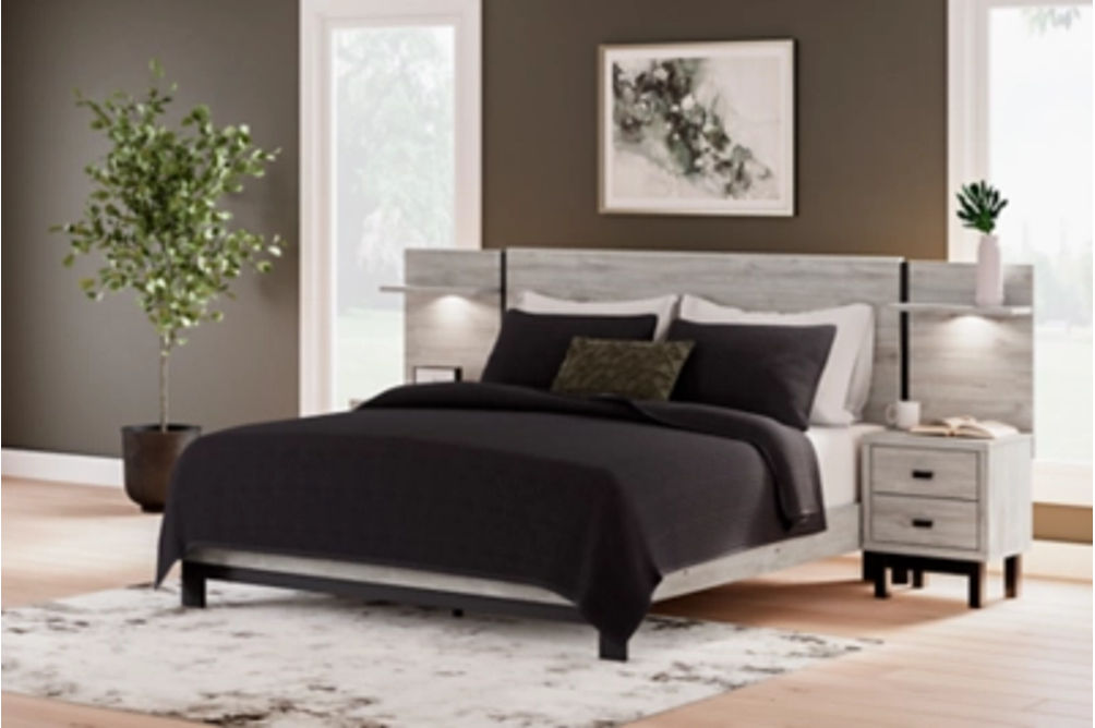 Signature Design by Ashley Vessalli King Panel Bed with Extensions-Gray