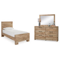 Signature Design by Ashley Hyanna Twin Panel Bed, Dresser and Mirror-Tan Brown