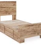 Signature Design by Ashley Hyanna Twin Panel Bed with 1 Side Storage-Tan Brown