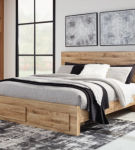 Signature Design by Ashley Hyanna Queen Storage Bed, Chest and Nightstand-Tan