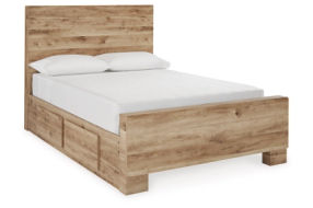 Signature Design by Ashley Hyanna Full Panel Bed with 1 Side Storage-Tan Brown