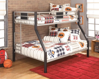 Signature Design by Ashley Dinsmore Twin over Full Bunk Bed with Mattresses-Bl