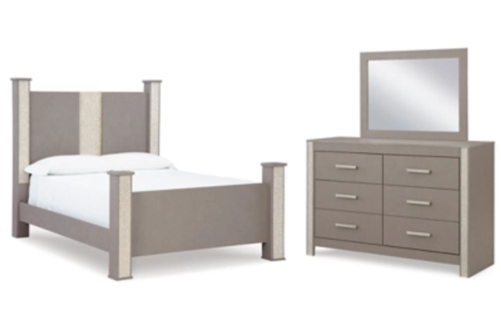 Signature Design by Ashley Surancha Queen Poster Bed, Dresser and Mirror