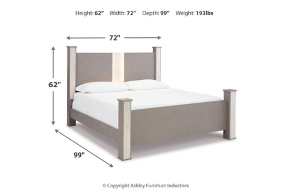 Signature Design by Ashley Surancha Queen Poster Bed, Dresser and Mirror