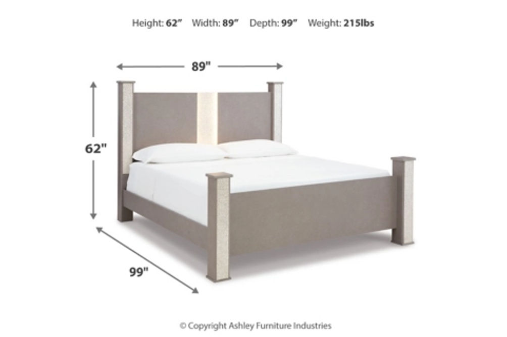 Signature Design by Ashley Surancha King Poster Bed, Dresser and Mirror