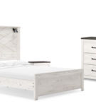 Gerridan Queen Panel Bed, Dresser, Mirror, and 2 Nightstands-White/Gray