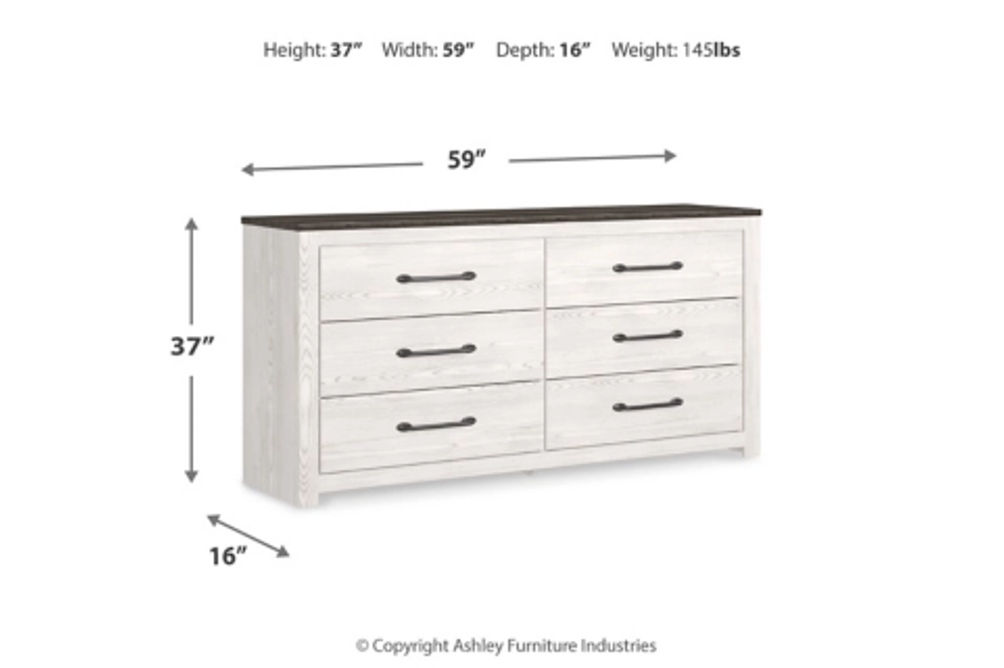 Gerridan King Panel Bed, Dresser, Chest and 2 Nightstands-White/Gray