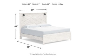 Gerridan King Panel Bed, Dresser, Mirror and Nightstand-White/Gray