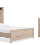 Senniberg Queen Panel Bed, Dresser, Mirror, and Nightstand-Light Brown/White