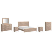 Senniberg King Panel Bed with Dresser and Mirror, Chest and 2 Nightstands