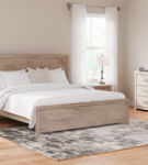 Senniberg King Panel Bed, Dresser, Mirror, and Nightstand-Light Brown/White