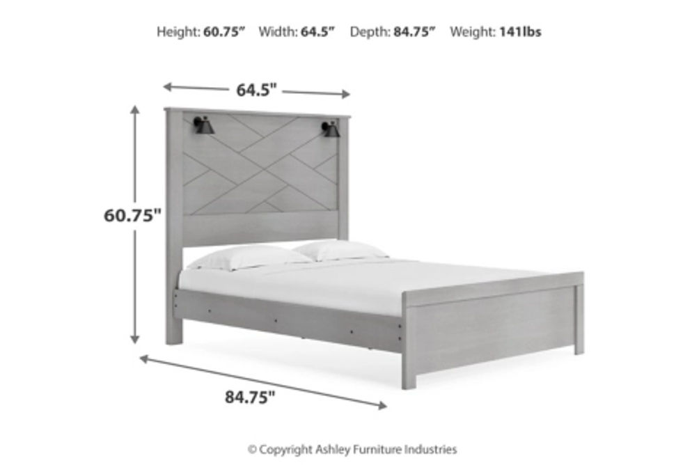 Cottonburg Queen Panel Bed, Dresser, Mirror, and Nightstand-Light Gray/White