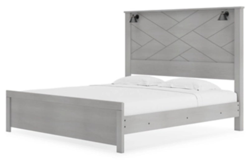 Signature Design by Ashley Cottonburg King Panel Bed-Light Gray/White