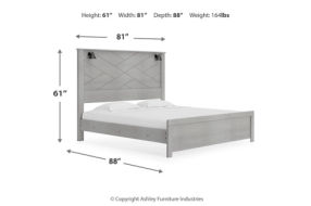 Cottonburg King Panel Bed, Dresser, Mirror, and Nightstand-Light Gray/White