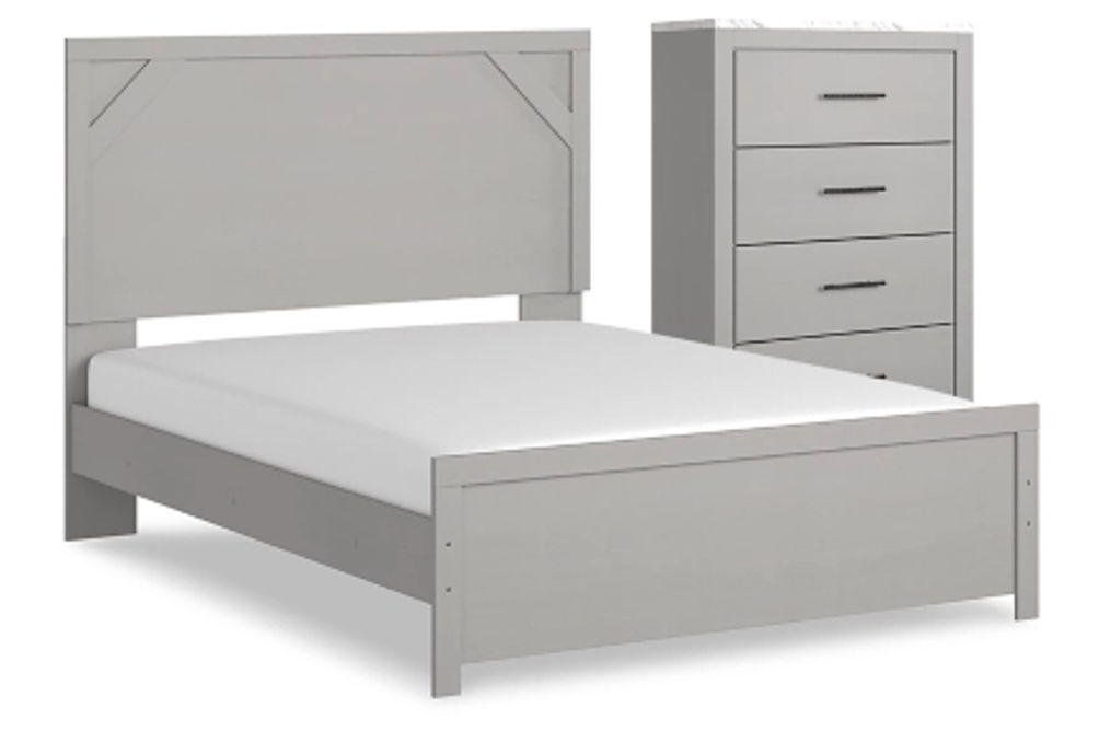 Signature Design by Ashley Cottonburg Queen Panel Bed and Chest-Light Gray/Whi