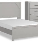 Signature Design by Ashley Cottonburg Queen Panel Bed and Chest-Light Gray/Whi