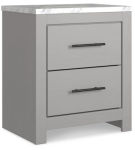 Cottonburg Queen Panel Bed, Dresser, Mirror, and Nightstand-Light Gray/White