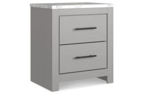 Cottonburg Queen Panel Bed, Dresser, Mirror, and Nightstand-Light Gray/White