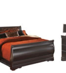 Huey Vineyard Queen Sleigh Bed with Dresser, Mirror and Chest of Drawers-Black