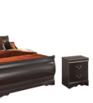 Huey Vineyard Full Sleigh Bed with Mirrored Dresser and 2 Nightstands-Black