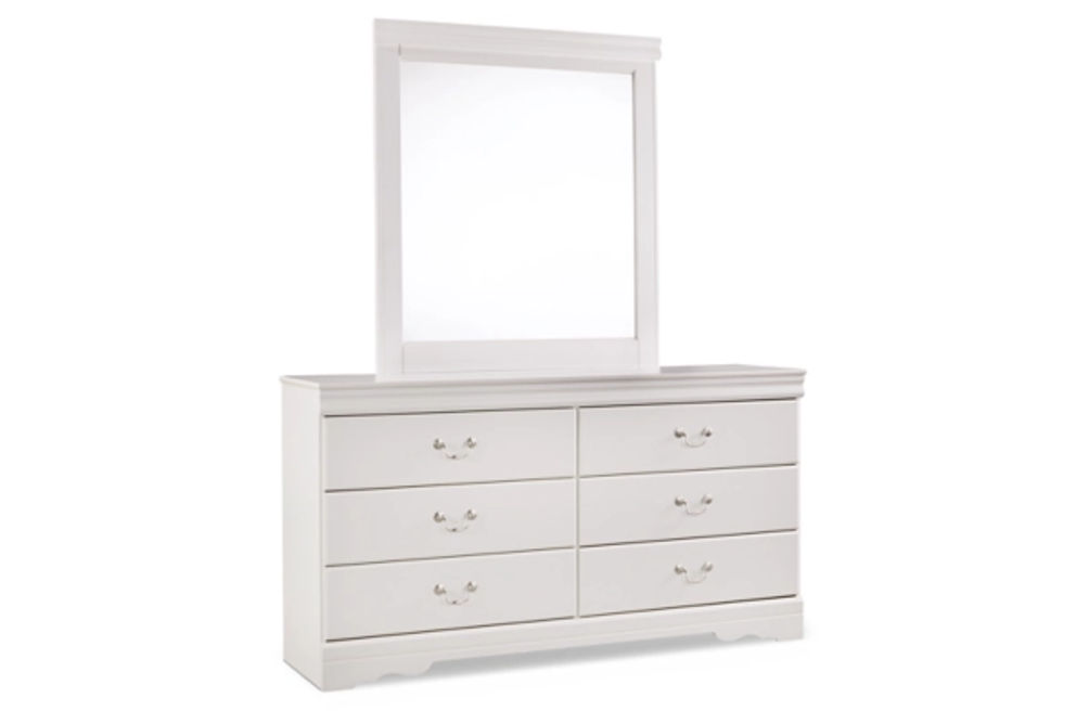 Anarasia Queen Sleigh Bed, Dresser, Mirror and Nightstand-White