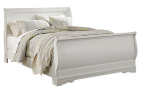 Anarasia Queen Sleigh Bed, Dresser, Mirror and Nightstand-White