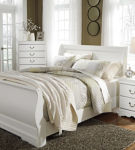 Anarasia Queen Sleigh Bed with Chest of Drawers and Nightstand-White