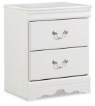 Anarasia Queen Sleigh Bed with Chest of Drawers and Nightstand-White