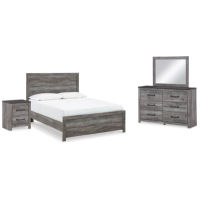Bronyan Queen Panel Bed, Dresser, Mirror and Nightstand-Dark Gray