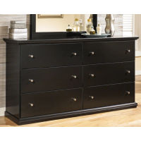 Maribel Queen Panel Bed, Dresser, Mirror, Chest and 2 Nightstands-Black