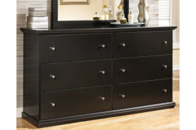 Maribel Queen Panel Bed, Dresser, Mirror, Chest and 2 Nightstands-Black