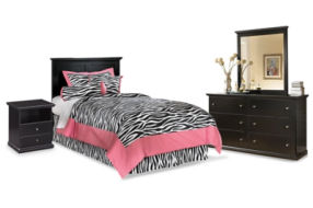 Maribel Twin Panel Headboard, Dresser, Mirror and Nightstand-Black