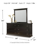 Maribel King Panel Bed with Dresser and Mirror